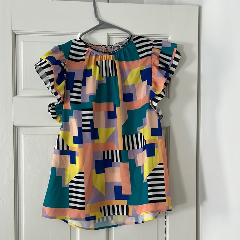 Crosby by Mollie Burch: Colorful Geometric Patterned Blouse